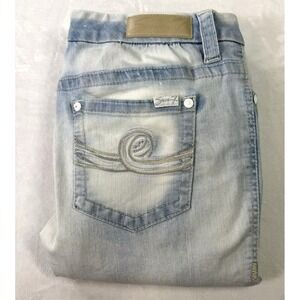 Seven7 Jeans Womens 14‎ Blie Light Faded Slim Boot Mid Rise Embellished Cowgirl